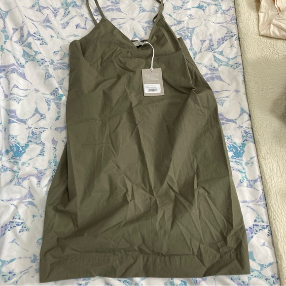 Everlane Poplin Slip Dress Olive Green sz 2 new with tags - Picture 2 of 5